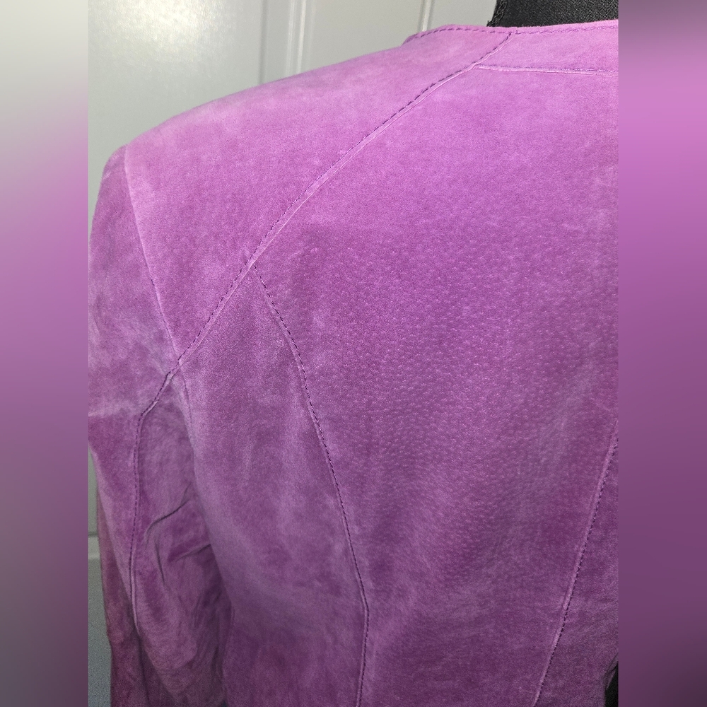 JONES NEW YORK Leather Moto Jacket Purple Sz XL - Picture 7 of 11